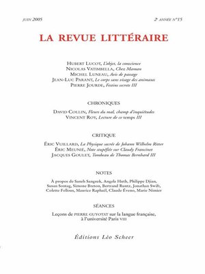 cover image of La Revue Littéraire N°15